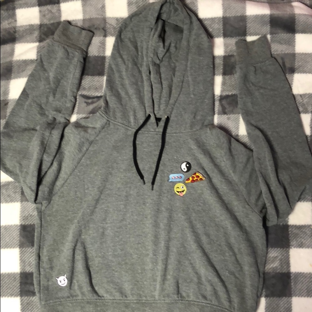 Cropped grey sweater w/ fun patches